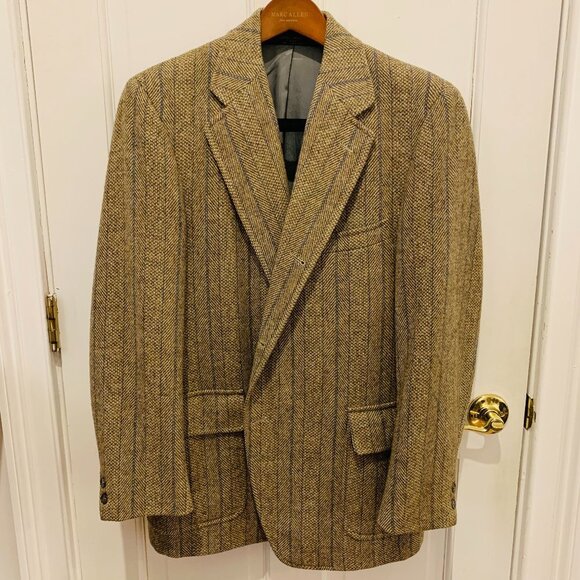 VINTAGE BROOKS BROTHERS Tweed Wool Blazer Sport Coat Jacket 43 R USA - Picture 1 of 16